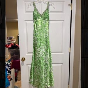 Morgan & Co. Prom dress - green and white print